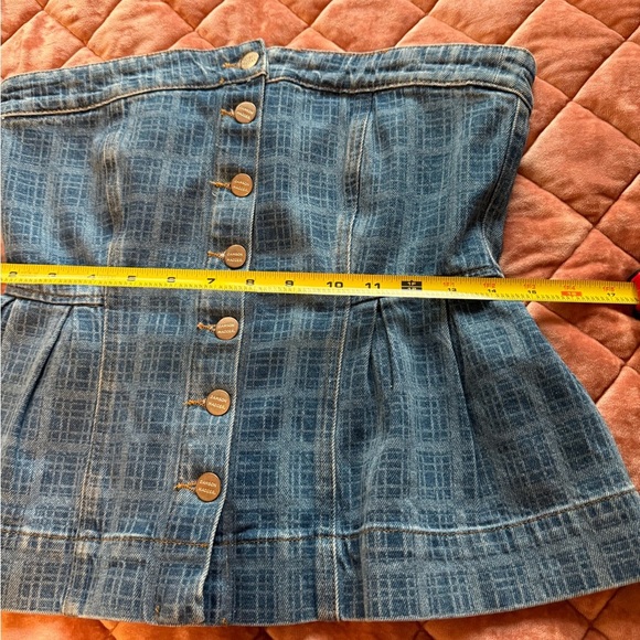 Damsom Madder EloiseBlue Strapless peplum Denim Top NWT Size 6 - Picture 7 of 9